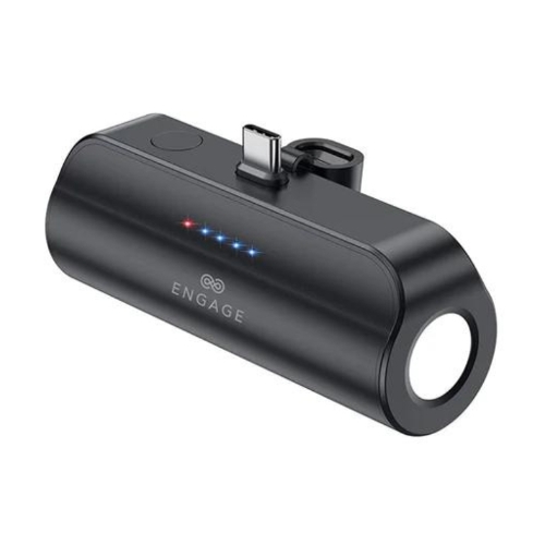 Picture of Engage 18W Ultra Compact 5000 mAh 18W Pocket Powerbank with Torch for USB-C Devices - Black