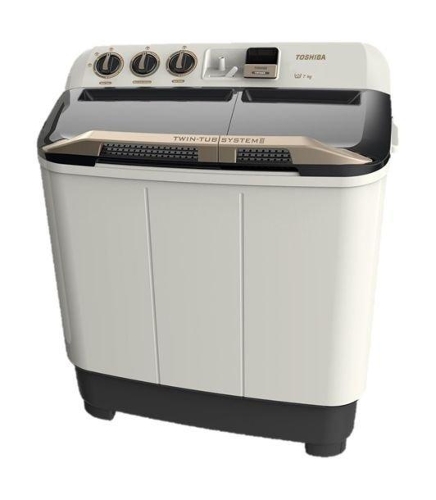Picture of Toshiba Twin Tub Washer, 7kg Washing Capacity, 4.6kg Drying Capacity, VH-H80WB - White/Grey