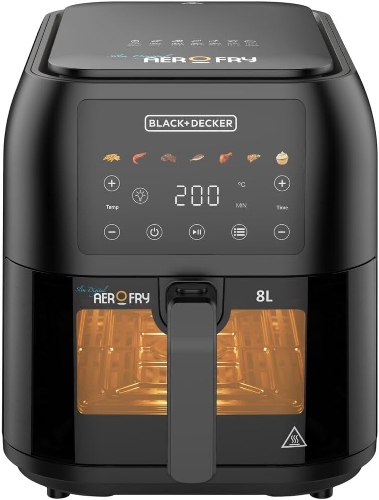 Show details for Black & Decker 1700W Air Fryer - 8L Capacity, Digital Touch Control, 7 Preset Functions, Adjustable Temp Timer, Rapid Air Convection, Shake Alert, Removable Crisper Plate   