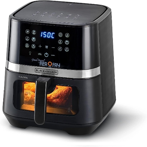 Picture of BLACK+DECKER XXL 2 KG/8.5 L Air Fryer, 5.6L Basket , 1800W, Touch Screen, 12-in-1 With Rapid Hot Air Circulation For Frying, Grilling, Broiling, Roasting  