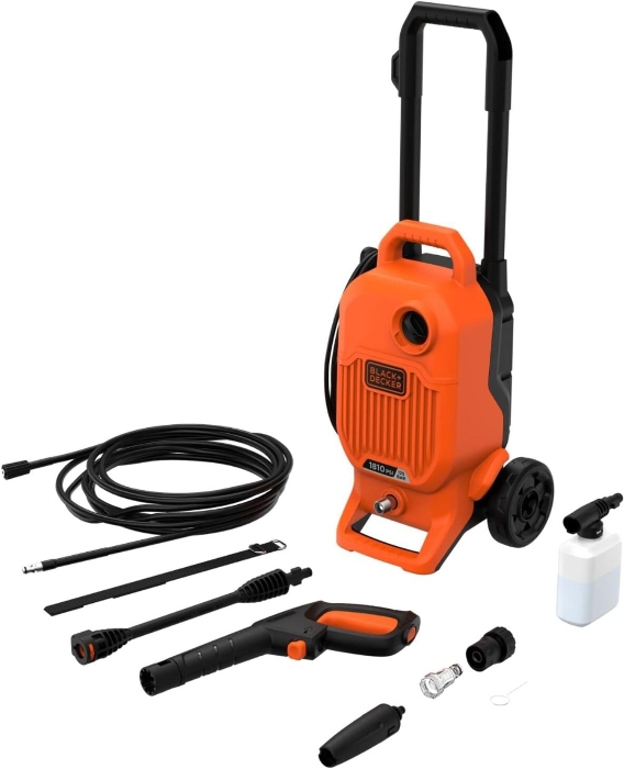 Picture of BLACK+DECKER 1700W, 125 Bar Corded Pressure Washer |Vertical| Portable and easy to store Orange + Black  