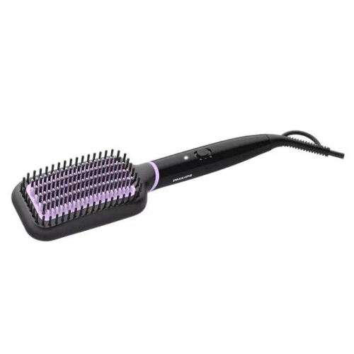 Picture of Philips Heated Straightening Brush with Ionic Care for Shiny, Smooth and Frizz-Free Hair, 170 / 200°C, BHH880/03 - Black/Violet