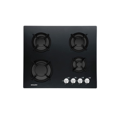 Picture of Glemgas Crystal Glass 4 Burners Gas Hob 60cm GLGV64HBK - Stainless Steel