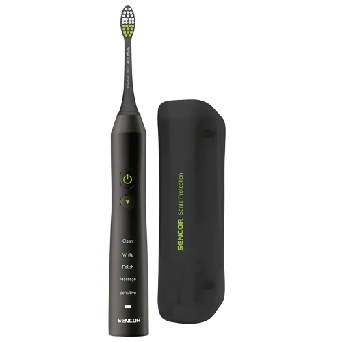 عرض تفاصيل فرشاة أسنان سينكور - تقنية سونيك - مع حقيبة سفر ذكية، اللون الأسود - SN15-SOC3311BK