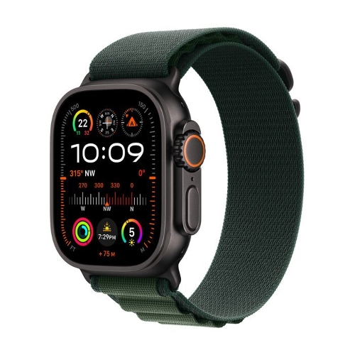Show details for Apple Watch Ultra 2 GPS + Cellular 49mm Black Titanium Case with Dark Green Alpine Loop – Large