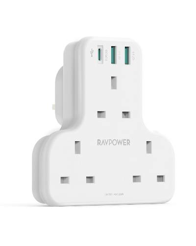 Picture of RAVPower RP-PC1036 PD Pioneer 20W 3 port charger White UK Version with 3 AC plug