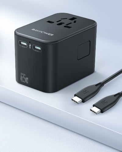 Picture of RAVPower RP-PC1035  PD PIONEER 65w 3-port Travel Charger with 100W  C-C Cable