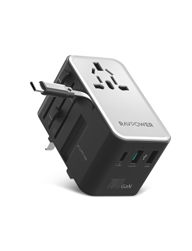 Picture of RAVPower RP-PC1061 GaN PD70W Travel charger with retractable C-C cable