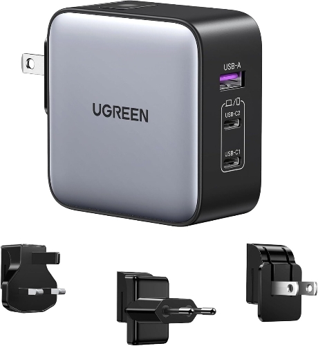 عرض تفاصيل شاحن UGREEN GaN 65W سريع (3 منافذ) CD296