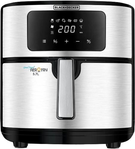 Show details for Black & Decker 7.2L, 6 in 1 Air Fryer, Digital Touch Control, Rapid Air Convection, Non-Stick, Adjustable Temp, Auto-Off, Cool-Touch Handle, Dishwasher Safe, Premium Stainless-Steel Finish- AF7257-B5  