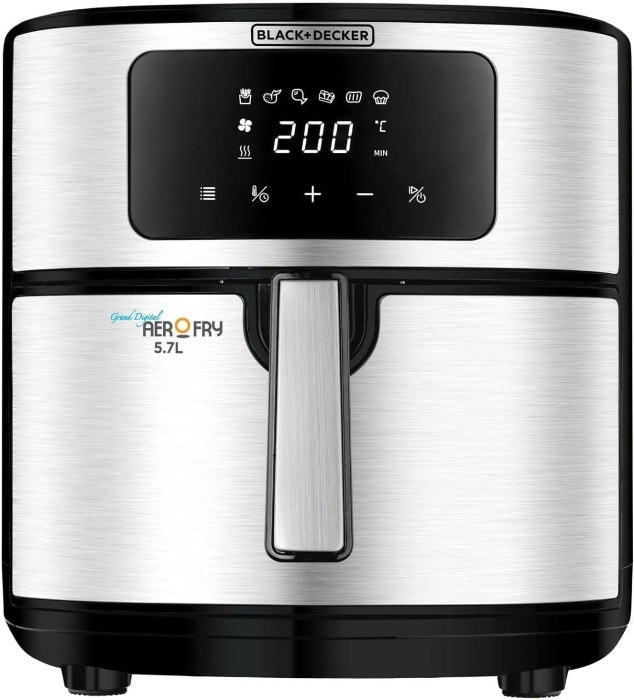 Picture of Black & Decker 7.2L, 6 in 1 Air Fryer, Digital Touch Control, Rapid Air Convection, Non-Stick, Adjustable Temp, Auto-Off, Cool-Touch Handle, Dishwasher Safe, Premium Stainless-Steel Finish- AF7257-B5  