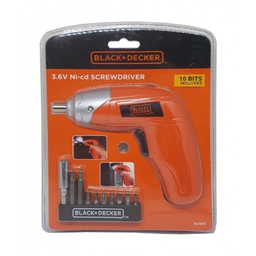 Picture of Black + Decker 3.6V Lithium Screwdriver + 10 Bit Set - (KC3610-B5) 