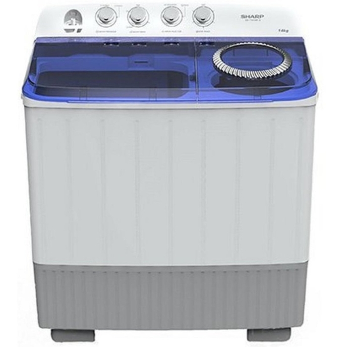 Picture of Sharp 10Kg Twin Tub AeroJet Top Load Spin/Dry Semi Automatic Washing Machine White/Blue with Upward Pump ES-T106AP-Z
