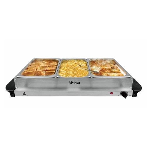 Show details for Wansa 3 Dish Countertop Food Warmer, 300 W, TG-BS300- Stainless Steel