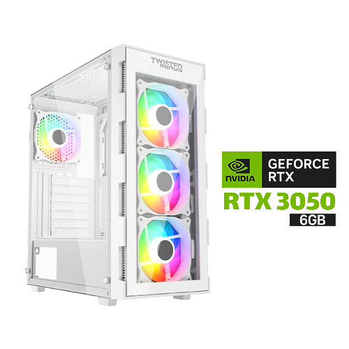 Picture of Gaming PC i5-12400F CPU, H610 DDR4 Motherboard, 16GB DDR4 RAM, 1TB NVMe SSD, 650 WATT PSU, RTX 3050 6GB VGA, Twisted Minds Titan Mid-Tower Case white With 4x RGB Fans, USB Wi-Fi Adapter, Windows 11 Pro License