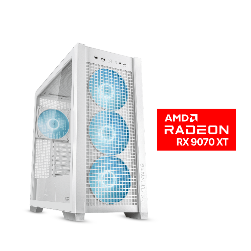 Picture of Gaming PC Ryzen 7 9800X3D, Asus X870-P WiFi MB, 32GB DDR5 (6000) RAM, 2TB NVMe SSD (6000), XFX Quick Silver AMD Radeon RX 9070 XT 16GB White VGA, 850 WATT GOLD PSU, Cougar L360 Liquid Cooler White, Asus TUF Gaming GT302 ARGB White Case, Win 11 Pro License