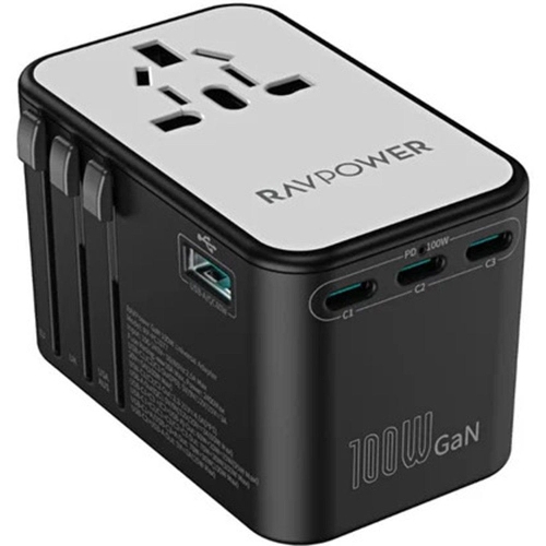 Show details for RAVPower RP-PC1077 GaN100W 5-in-1 Universal Adapter black
