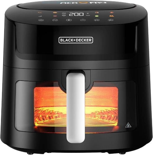 Show details for Black+Decker 8-in-1 Digital Air Fryer with Window, 7.2L Large Capacity, 1800W, Rapid Air Technology, LED Touch Display, Dehydrate Function, Dishwasher Safe Basket, Cool-Touch Handle - AF7210-B5 