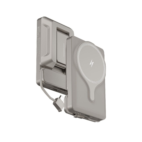 Picture of Powerology 5000mAh Power Bank With Magnetic Wireless Charger Car Mount - Titanium