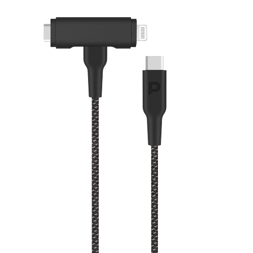 Picture of Powerology MFI Braided Type-C to Type-C and Lightning 2in1 C94 Cable 1.2M - Black