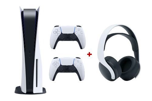 Show details for Sony PlayStation 5 Console PS5 (Disk Version) +  3D Wireless Headset  + DualSense Wireless Controller 