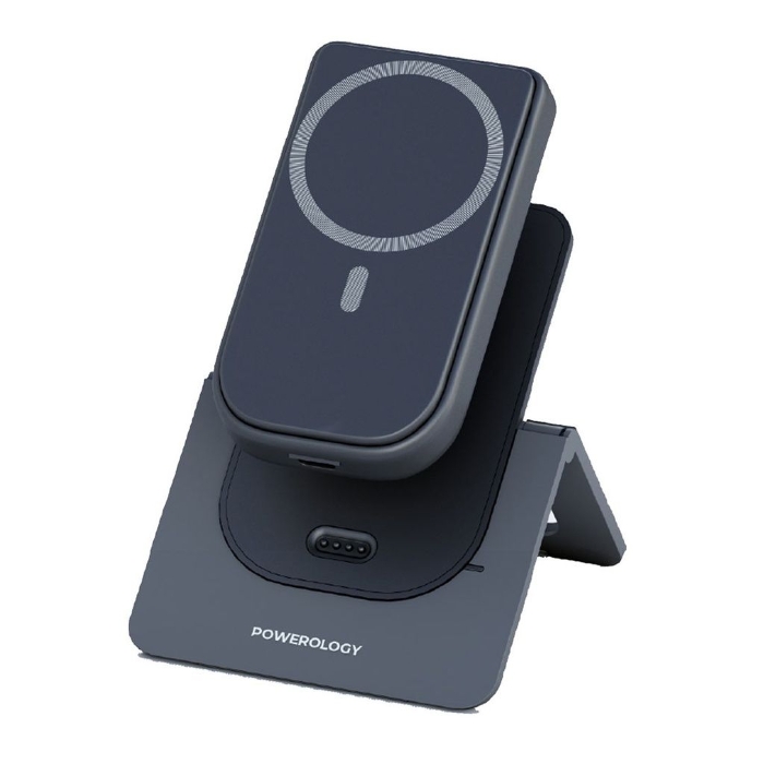 صورة Powerology MagSafe COMBO POWER BANK + CHARGING STAND 10000mAh - Grey