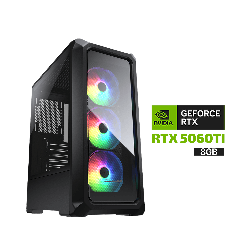 Picture of Gaming PC Intel Core Ultra 5-225F Processor, ASUS H810 Motherboard, 16GB DDR5 RAM DDR5, 1TB SSD NVME, RTX 5060 TI 8GB VGA, 750 WATT PSU, Cougar Archon 2 RGB Brilliant Mid Tower Case, 3x Pre-Installed ARGB Fans, Windows 11 Pro (License)