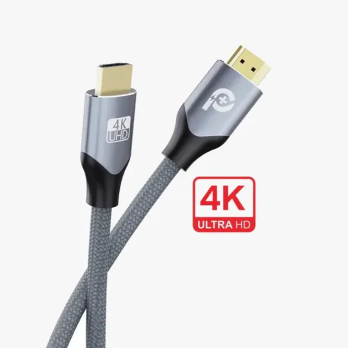 صورة كابل PoweroPlus Visual 4K HDMI إلى HDMI مضفر 60 هرتز 2 متر - رمادي