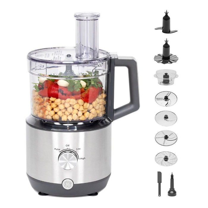 صورة محضر طعام جنرال إلكتريك سعة 12 كوبًا، 550 واط، 3 سرعات مع ملحقات - (G8P1AAYSPSS)