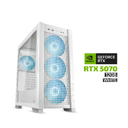 Picture of Gaming PC Ryzen 7 7800X3D, GigaByte B850M DS3H ICE AMD DDR5 MotherBoard, 32GB DDR5 (6000) RAM, 2TB NVMe (6000) SSD, ZOTAC RTX 5070 12GB VGA White, 850 WATT GOLD PSU, L360 Liquid Cooler White, Asus TUF Gaming GT302 ARGB Case White, Windows 11 Pro License