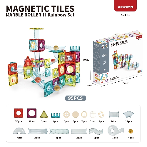 Picture of XBD Magnetic Tiles Marble Roller II Rainbow Set-95pcs ( X2122 )