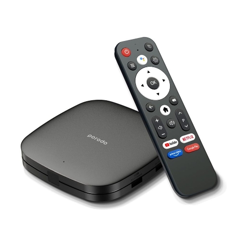 عرض تفاصيل Porodo Android TV Box بث فيديو غير محدود - أسود