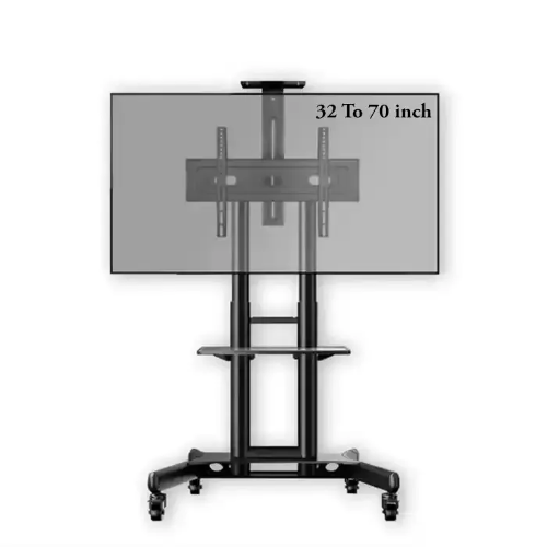 Show details for Gamvity Trolley With Wheels Adjustable Height Mobile Tv Mount Stand Height Adjustable Lcd Screen Floor Stand Carts With Dvd Shelf (32-70inch)
