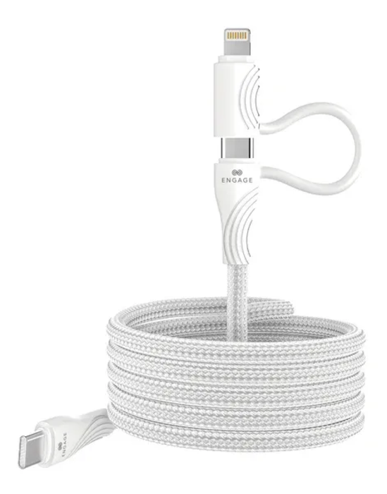 Picture of ENGAGE Magnetic PD 60W USB-C Cable with Lightning Adapter White