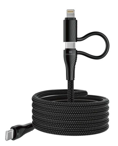 Picture of ENGAGE Magnetic PD 60W USB-C Cable with Lightning Adapter Black