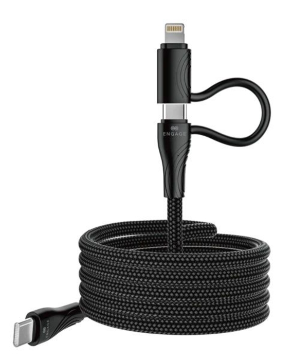 Picture of ENGAGE Magnetic PD 60W USB-C Cable with Lightning Adapter Black