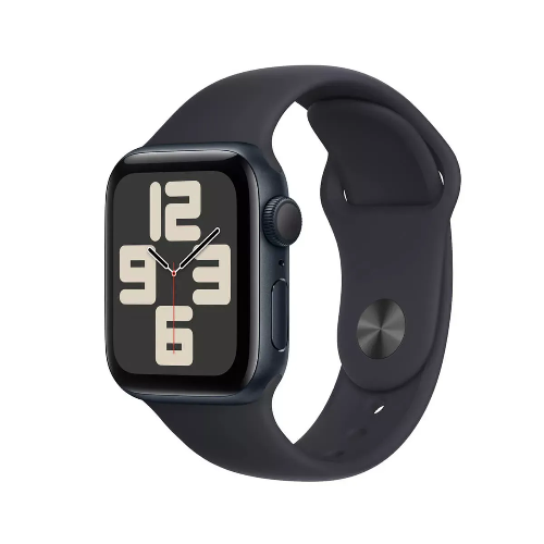 عرض تفاصيل ساعة Apple Watch SE الجيل الثاني 44 مم (تحديد المواقع  - هيكل من الألومنيوم بلون منتصف الليل - سوار رياضي بلون الأسود - مقاس صغير/متوسط