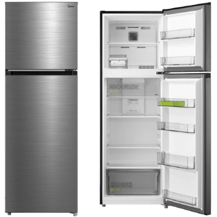 صورة ميديا ثلاجة ​​بفريزر علوي، سعة 385 لترًا، 13.6 قدم مكعب - فضي