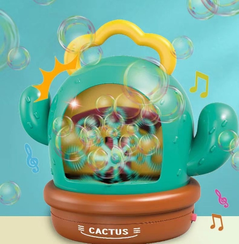 صورة آلة فقاعات LF Cactus مع أضواء وموسيقى بلونين (KB1278)