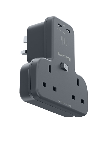 Picture of RAVPower RP-PC1065 GaN 45W Power Outlet Extender with 2 AC Outlets and 2 USB C