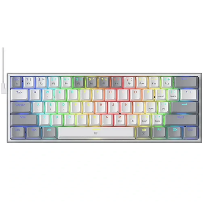 Picture of Redragon Fizz Rgb Wired Mechanical Gaming Keyboard - White/grey (Dust-proof Red) (English&arabic)