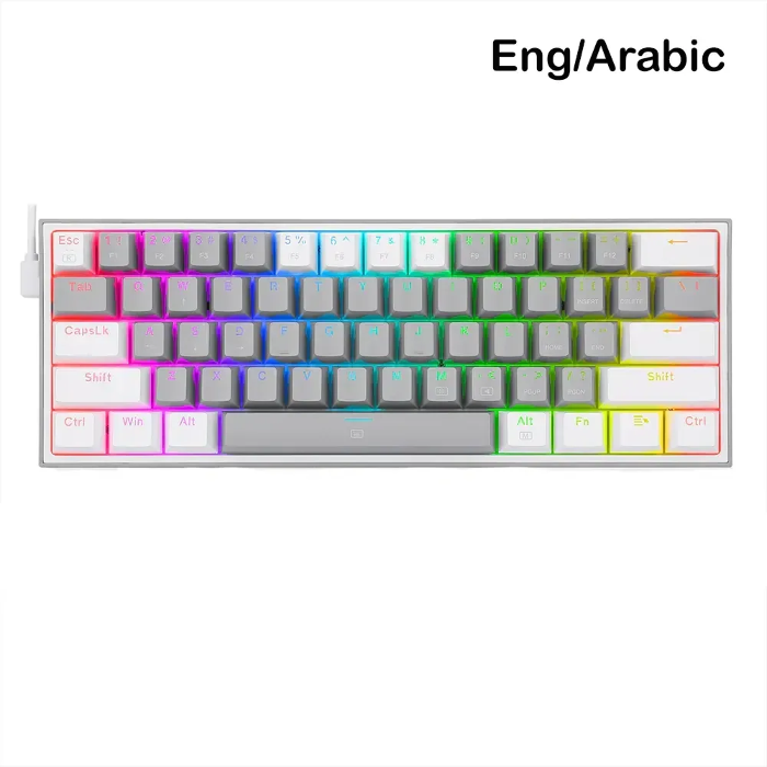 Picture of Redragon K617 Fizz 60% Wired RGB Mechanical Gaming Keyboard - Grey/White (Eng/Arabic)