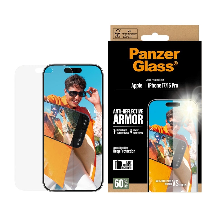 Picture of PanzerGlass® Anti-Reflective Armor Screen Protector iPhone 17 | iPhone 16 Pro w. EasyAligner