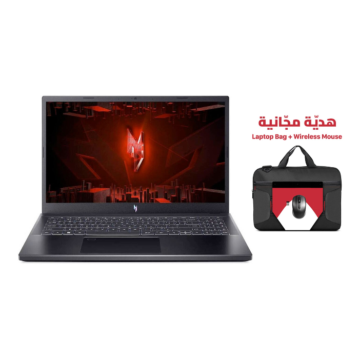 Picture of Acer Nitro V 15 Gaming Laptop, Intel Core i7-13620H Processor, 16GB RAM, 512GB NVMe SSD, RTX 3050 6GB VGA, 15.6" FHD IPS 165Hz Display, White Backlit Keyboard, Windows 11 Pro License - Obsidian Black (FREE Laptop Bag + Wireless Mouse)