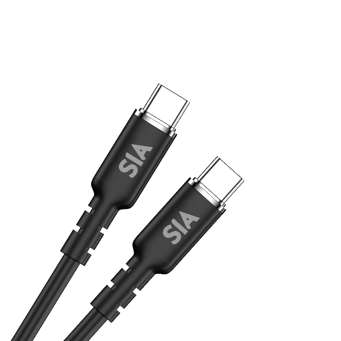 Picture of SIA SILICONE TYPE-C TO TYPE-C CABLE 60W 1.2M BLACK