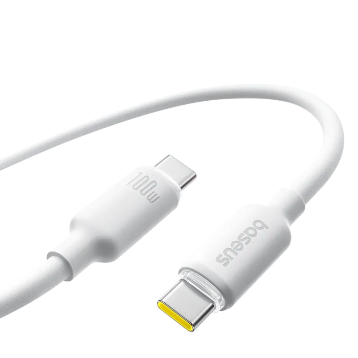Picture of Baseus Foamed Silicone Fast Charging Data Cable USB-C to USB-C 100W 1m - Moon White