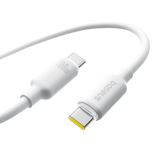 Show details for Baseus Foamed Silicone Fast Charging Data Cable USB-C to USB-C 100W 2m - Moon White