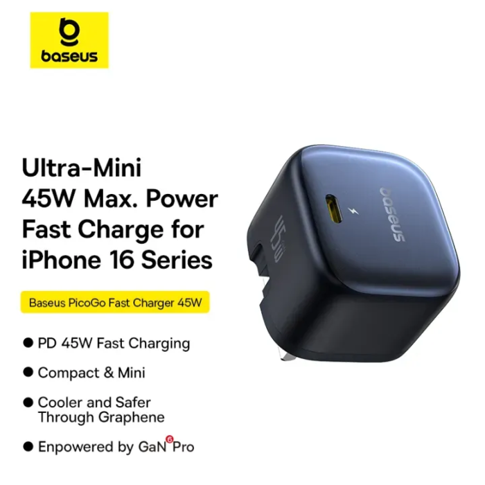 Picture of Baseus PicoGo AE11 GaN Fast Charger 1C 45W - Cosmic Black