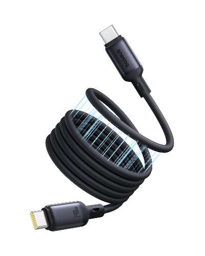 Picture of Baseus PicoGo Magnetic Liquid Silicone Fast Charging Cable USB-C to USB-C 240W 1m - Cosmic Black