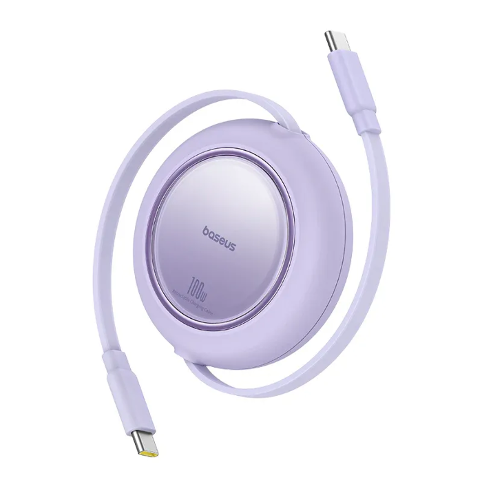 Picture of Baseus Free2Pull Mini Retractable Cable USB-C to USB-C 100W 1.5m - Nebula Purple